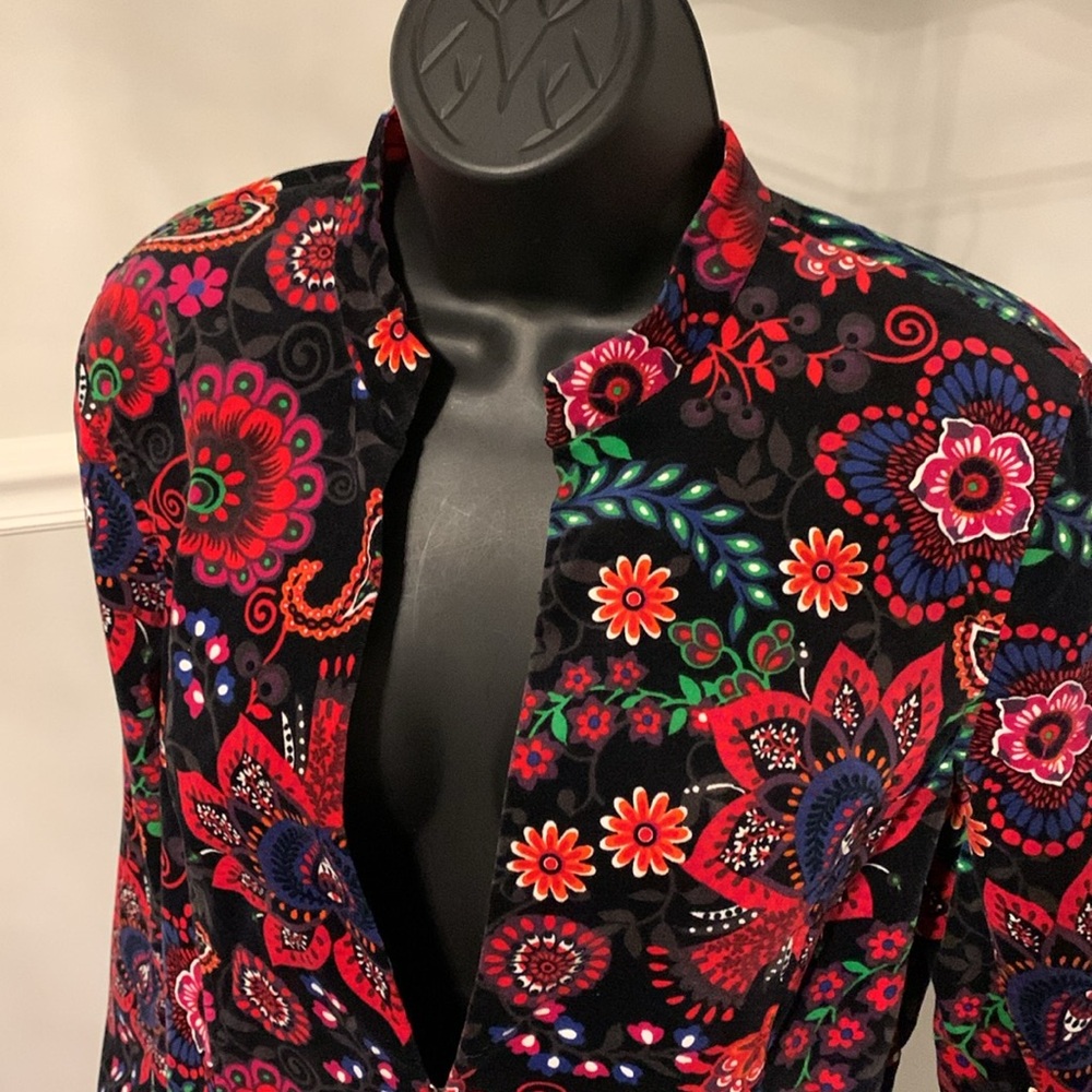 Koret Black/Multi Floral Velveteen Jacket Size M